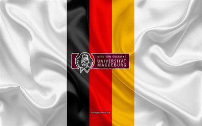 Emblema dell'Università Otto von Guericke di Magdeburgo, bandiera tedesca, logo dell'Università Otto von Guericke di Magdeburgo, Magdeburgo, Germania, Università Otto von Guericke di Magdeburgo