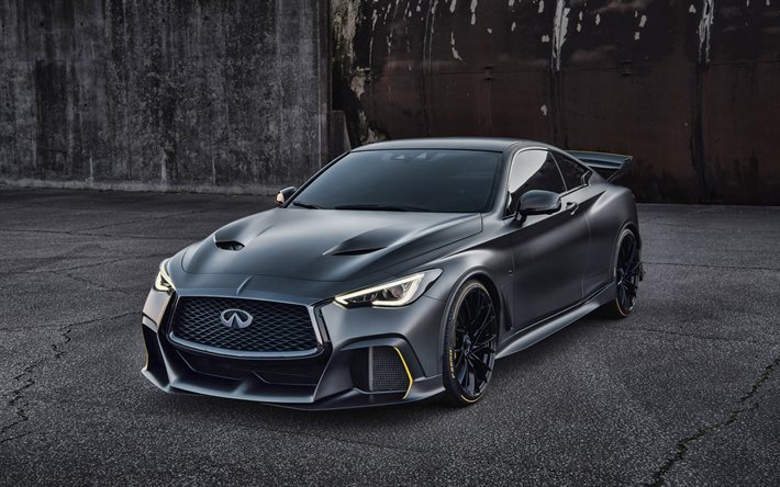 Infiniti Q60 Project Black S, front view, sports coupe, Q60 tuning, matte gray Q60, Japanese cars, Infiniti
