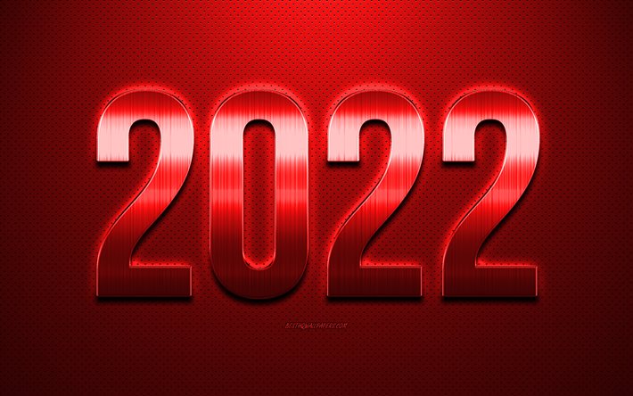 2022 New Year, Red 2022 background, Happy New Year 2022, red leather texture, 2022 concepts, 2022 background, New 2022 Year
