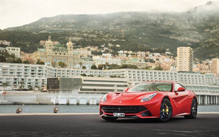 Ferrari F12, berlinetta, 2016, voiture de sport, supercar, rouge Ferrari