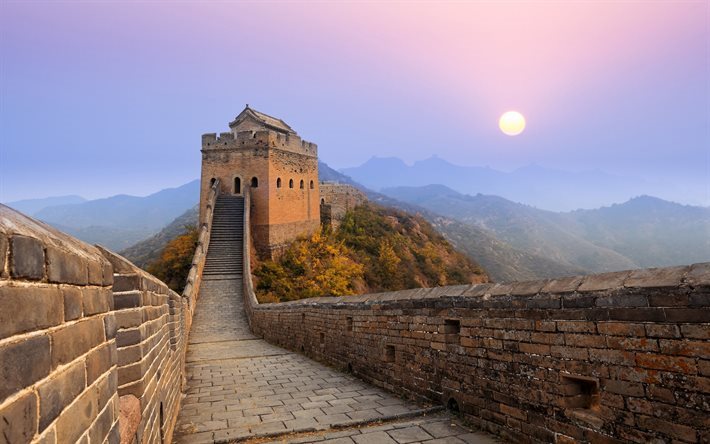 Chinese Wall, mountains, Chengdu, 7 wonders of world, Jinshanling Great Wall, China