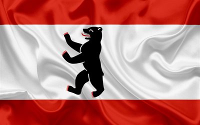 Bandera de Berl&#237;n, Tierra de Alemania, los Estados de Alemania, Berl&#237;n, bandera de seda, Rep&#250;blica Federal de Alemania
