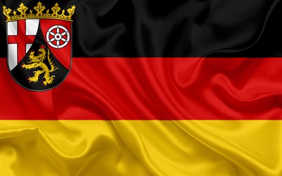 Bandera de Renania-Palatinado, la Tierra de Alemania, las banderas de Tierras germanas, Renania-Palatinado, los Estados de Alemania, bandera de seda, Rep&#250;blica Federal de Alemania