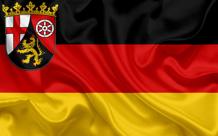Bandeira da Ren&#226;nia-Palatinado, Terra da Alemanha, bandeiras de Terras alem&#227;s, Ren&#226;nia-Palatinado, Estados da Alemanha, seda bandeira, Rep&#250;blica Federal da Alemanha