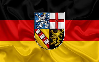 Bandera de Saarland, en la Tierra de Alemania, las banderas de Tierras germanas, Sarre, los Estados de Alemania, bandera de seda, Rep&#250;blica Federal de Alemania