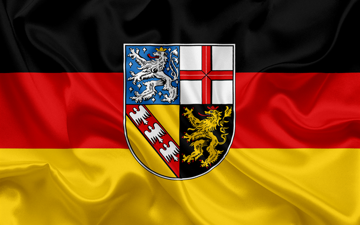 Drapeau de la r&#233;gion de la Sarre, Land de l&#39;Allemagne, de drapeaux, de germanie, de la Sarre, de l&#39;Allemagne, de la soie du drapeau, de la R&#233;publique F&#233;d&#233;rale d&#39;Allemagne