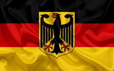 Bandiera della Germania, bandiera tedesca, tedesco, stemma, bandiera di seta, Repubblica Federale di Germania