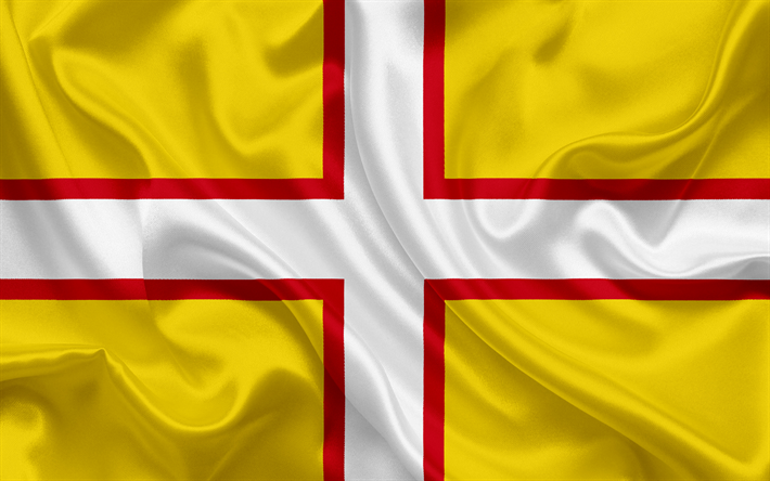 Grevskapet Dorset Flagga, England, flaggor av engelska l&#228;n, Flagga av Dorset, Brittiska Flaggor L&#228;n, silk flag, Dorset