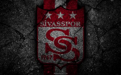 Sivasspor, logo, art, Super Lig, soccer, football club, grunge, Sivasspor FC