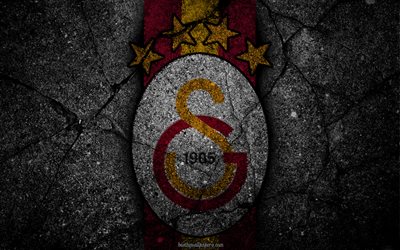 Galatasaray, logo, art, Super Lig, soccer, football club, grunge, Galatasaray FC