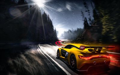 Renault Sports RS 01, night, hypercars, road, art, Renault