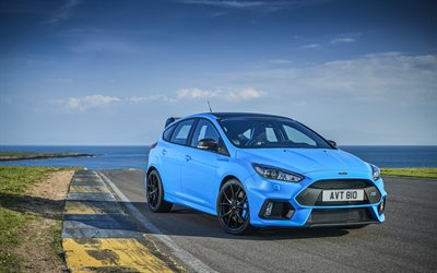 ford focus rs limited edition, 4k, 2018 autos, tuning, blue focus, ford