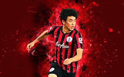 Yun Suk-young, 4k, abstrakti taide, QPR, jalkapallo, Englannin Mestaruussarja, neon valot, Queens Park Rangers FC
