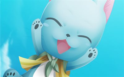 Onnellinen, sininen kissa, Fairy Tail Kilta, manga, Fairy Tail, Happi