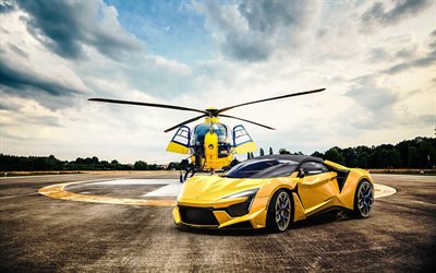 Fenyr SuperSport, elicottero, 2018 auto, W Motors, giallo Fenyr, supercar, arabo auto, Fenyr