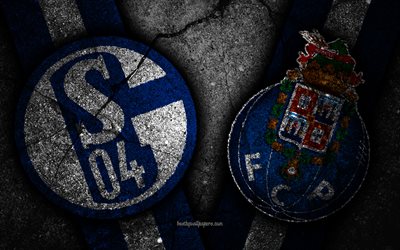 Schalke 04 vs Porto, 4k, Mestarien Liigan, Lohkovaiheessa, Kierros 1, luova, FC Schalke 04, FC Porto, musta kivi