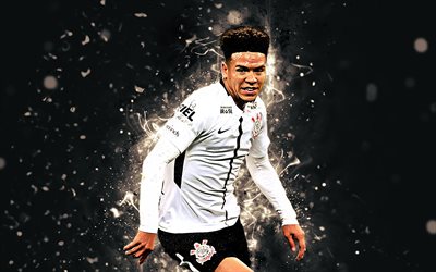 Marquinhos Gabriel, 4k, el arte abstracto, el futbolista brasile&#241;o, Corinthians FC, f&#250;tbol, Gabriel, Brasile&#241;o de Serie a, el f&#250;tbol, las luces de ne&#243;n, Brasil