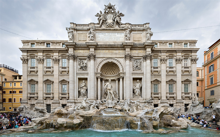 La Fontaine de Trevi, Rome, belle fontaine, monument, de beaux endroits, Italie
