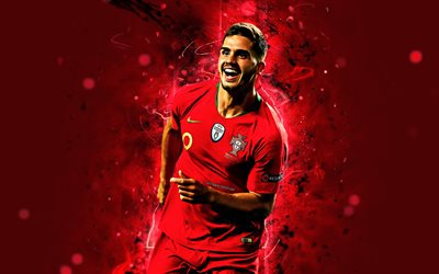 4k, Andr&#233; Silva, el arte abstracto, el Equipo Nacional de Portugal, fan art, Silva, f&#250;tbol, futbolistas, luces de ne&#243;n, el portugu&#233;s, el equipo de f&#250;tbol