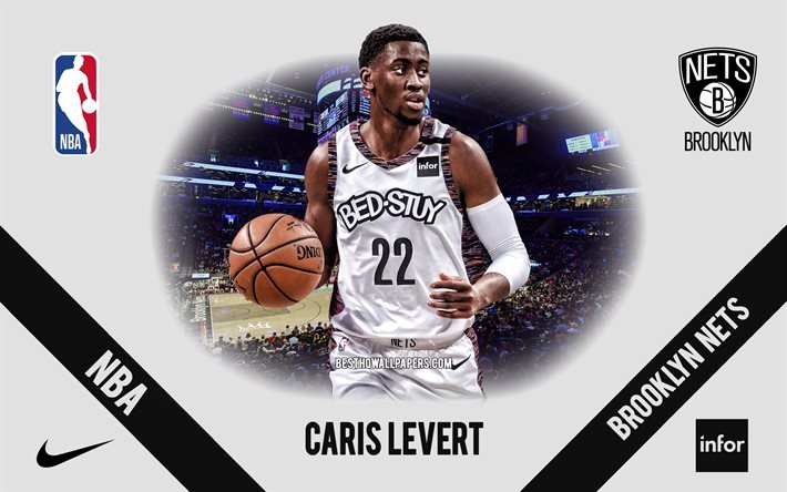 Caris LeVert, Brooklyn Nets, American Basketball Player, NBA, portrait, USA, basketball, Barclays Center, Brooklyn Nets logo