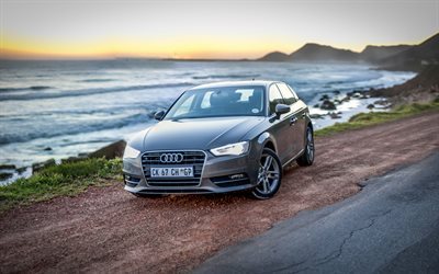 Audi A3, 2017, A3 grigio, grigio Audi, berlina