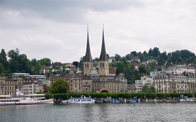 Lucerne, Schweiz, Kyrkan, Lake Lucerne