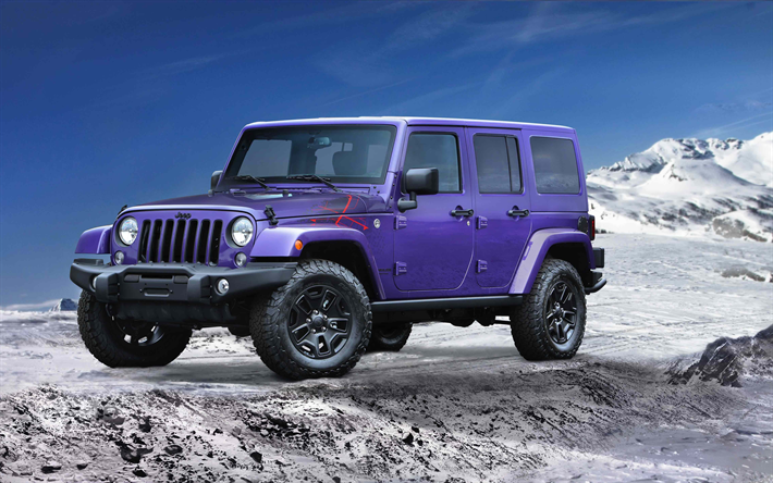 Jeep Wrangler Kış, offroad, 2018 otomobil, SUV, mor Wrangler, Limited Edition, Jeep Wrangler, Jeep
