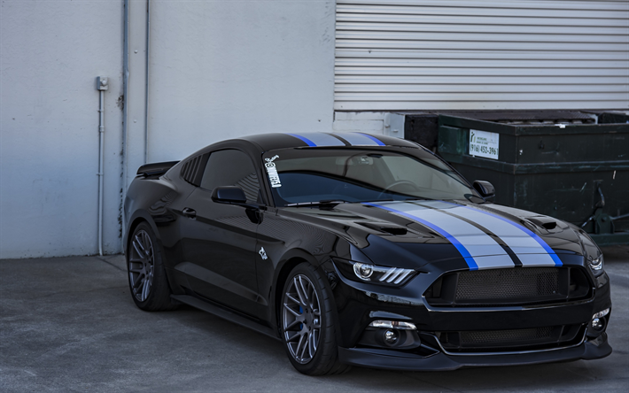 ford mustang, nero sport coupe, tuning, auto Americane, nero mustang