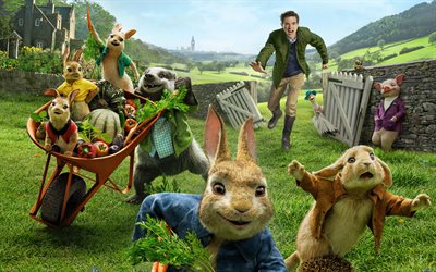 peter rabbit, 4k, poster, 2018-film, 3d-animation