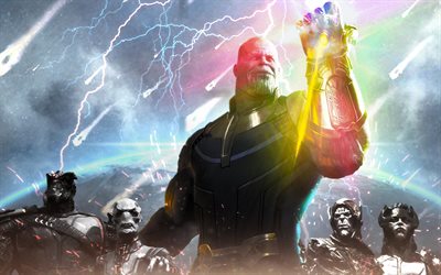 Thanos, 4k, 2018 de cin&#233;ma, de super h&#233;ros, de l&#39;art, Avengers Infinity War