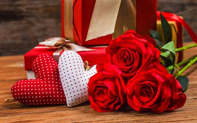 cœur, de la romance, bouquet de roses rouges, le 14 f&#233;vrier, Jour de Valentines