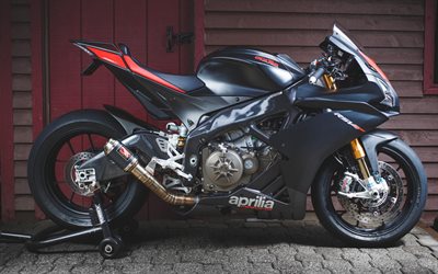 Aprilia RSV4RR, 2017, 黒スポーツバイク, イタリアの二輪車, Aprilia