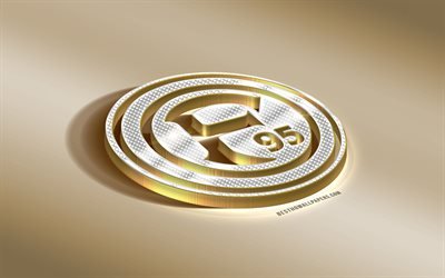 Fortuna Duesseldorf, German football club, golden silver logo, Dusseldorf, Germany, Bundesliga, 3d golden emblem, creative 3d art, football