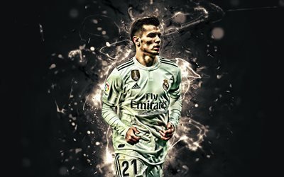 Brahim Diaz, Real Madrid-FC, neon lights, fotboll, fan art, Ligan, Galacticos, Brahim Abdelkader Diaz, spanska fotbollsspelare, Real Madrid-CF