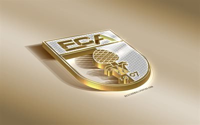 FC Augsburg, Tysk fotboll club, golden silver logotyp, Augsburg, Tyskland, Bundesliga, 3d gyllene emblem, kreativa 3d-konst, fotboll