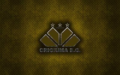Criciuma, Brasile&#241;o, club de f&#250;tbol, el metal amarillo textura de metal, logotipo, emblema, Brasil, Serie B, creativo, arte, f&#250;tbol, Criciuma Esporte Clube