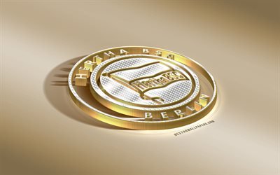 El Hertha BSC, club de f&#250;tbol alem&#225;n, oro plateado, Berl&#237;n, Alemania, la Bundesliga, la 3d de oro con el emblema de creative 3d arte, el f&#250;tbol, el Hertha de Berl&#237;n
