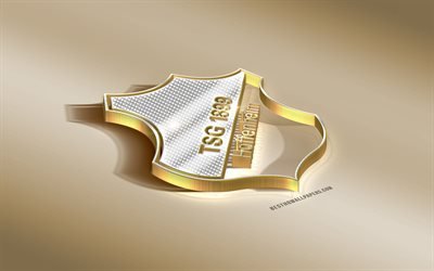 TSG 1899 Hoffenheim, French football club, golden silver logo, Hoffenheim, l&#39;Allemagne, la Bundesliga, la 3d golden embl&#232;me, creative 3d, football