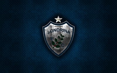 Londrina Esporte Clube, Brazilian football club, blue metal texture, metal logo, emblem, Londrina, Parana, Brazil, Serie B, creative art, football, Londrina EC