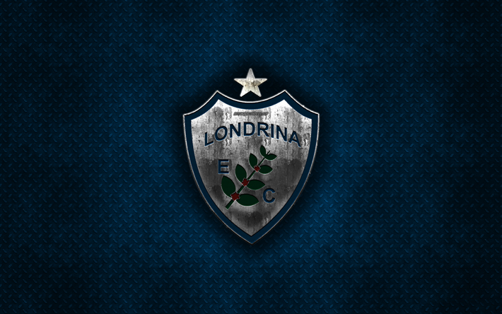 Londrina Esporte Clube de brasil, club de f&#250;tbol, de metal azul textura de metal, logotipo, emblema, Londrina, Paran&#225;, Brasil, Serie B, creativo, arte, f&#250;tbol, Londrina CE