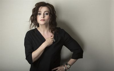 Helena Bonham Carter, ritratto, attrice britannica, photoshoot, abito nero
