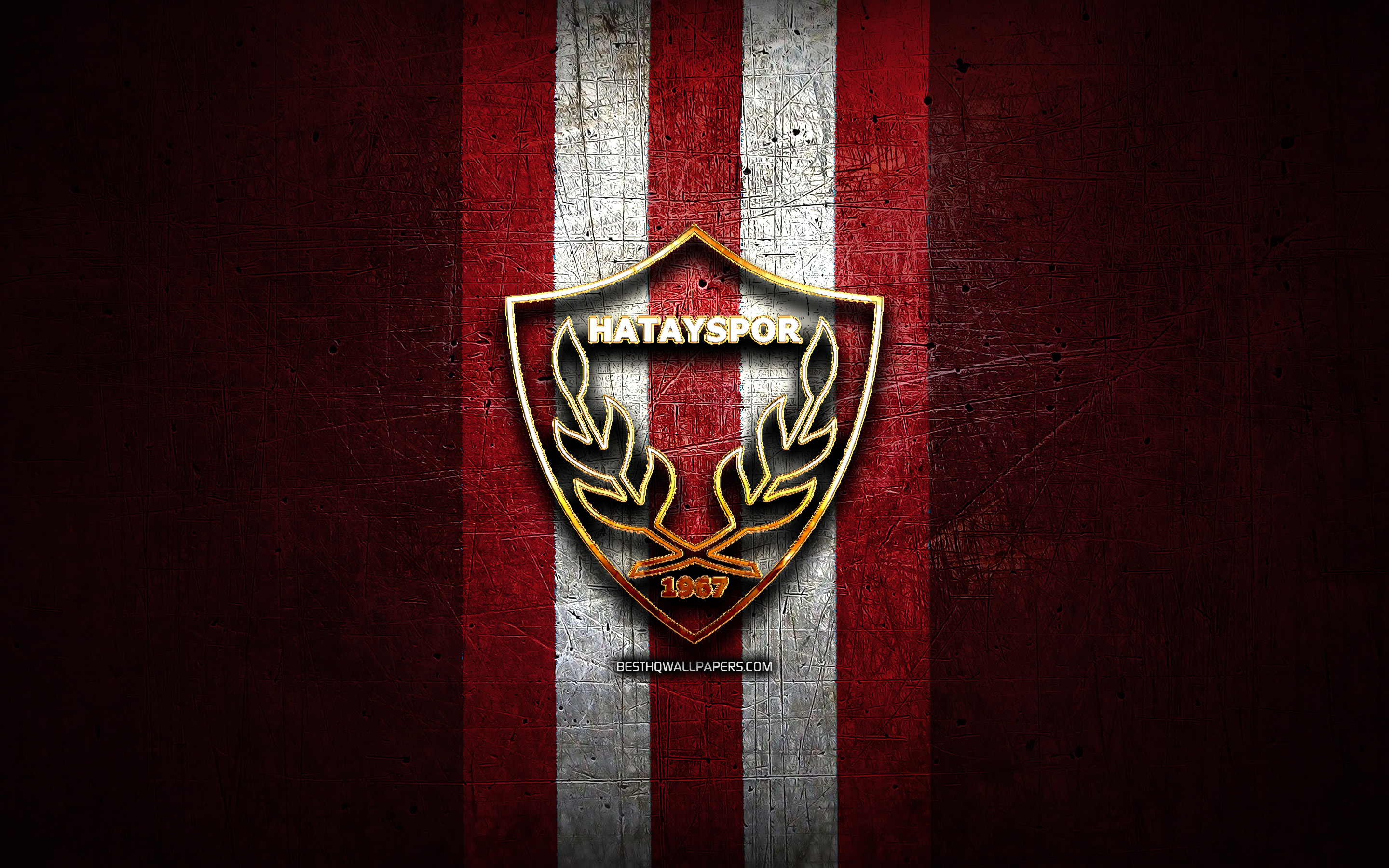 Download wallpapers Hatayspor FC, golden logo, 1 Lig, purple metal ...