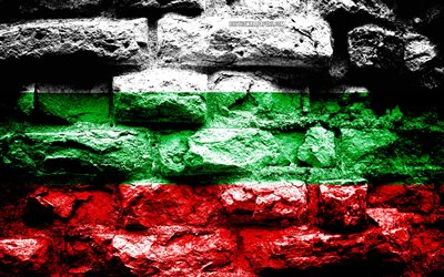 Bulgaria flag, grunge brick texture, Flag of Bulgaria, flag on brick wall, Bulgaria, Europe, flags of european countries