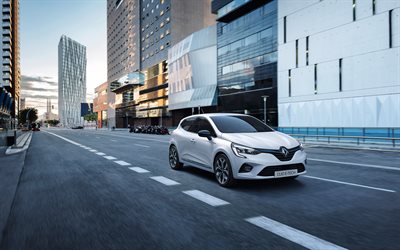 Renault Clio E-TECH, 4k, sokak, 2020 arabalar, elektrikli arabalar, 2020 Renault Clio, Fransız otomobil, Renault