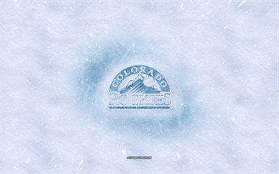 Colorado Rockies logo, American baseball club, winter concepts, MLB, Colorado Rockies ice logo, snow texture, Denver, Colorado, USA, snow background, Colorado Rockies, baseball