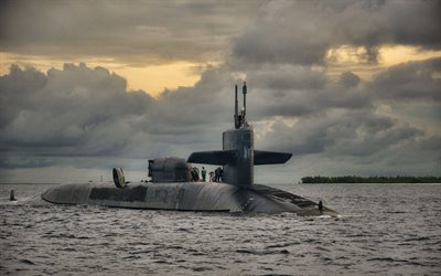 USSジョージア, SSGN-729, 4k, アメリカ攻撃潜水艦, アメリカ海軍, 米国陸軍, 潜水艦, 米海軍, オハイオ-クラス, USSジョージアSSGN-729