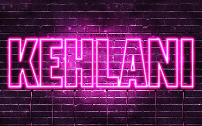 Kehlani, 4k, wallpapers with names, female names, Kehlani name, purple neon lights, horizontal text, picture with Kehlani name