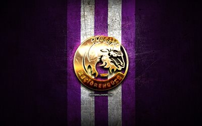 Keciorengucu FC, golden logo, 1 Lig, violet metal background, football, Keciorengucu SK, turkish football club, Keciorengucu logo, soccer, Turkey