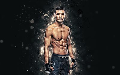 Kang Kyung-ho, 4k, blanco de las luces de ne&#243;n, de corea del Sur combatientes, MMA, UFC, artes marciales Mixtas, Kang Kyung-ho 4K, luchadores de la UFC, MMA fighters