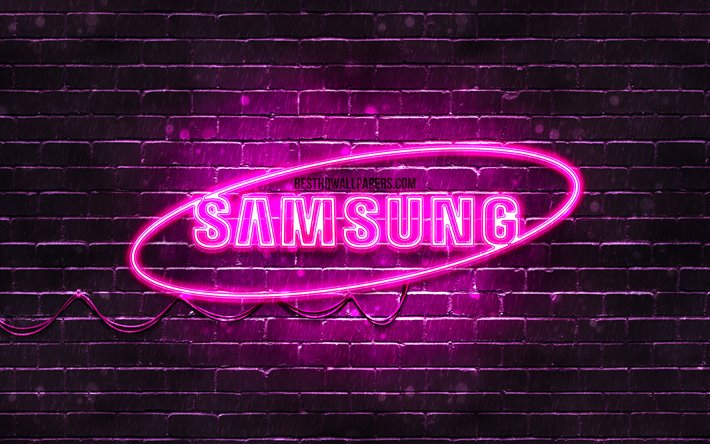 ダウンロード画像 Samsung紫色のロゴ 4k 紫brickwall サムスンマーク ブランド サムスンのネオンのロゴ Samsung フリー のピクチャを無料デスクトップの壁紙